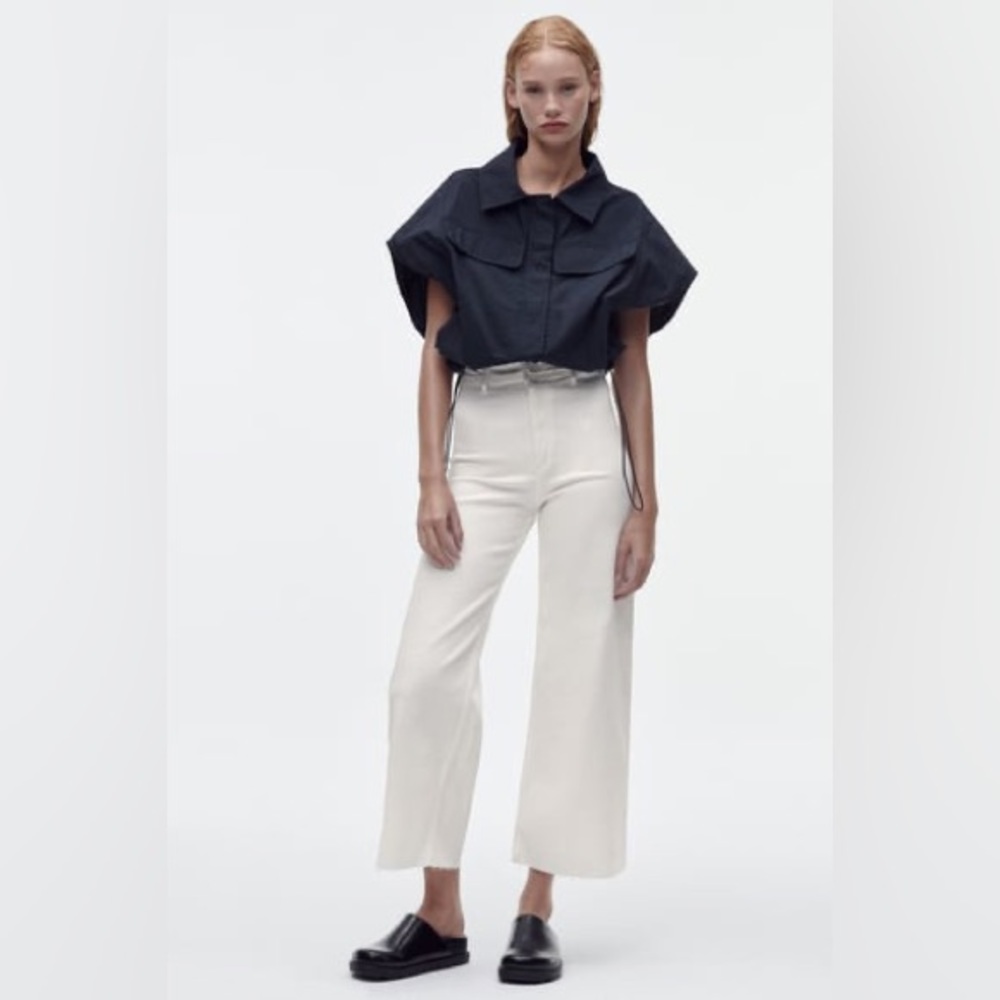 Zara Oyster White Wide Leg Jeans - Picture 2 of 4